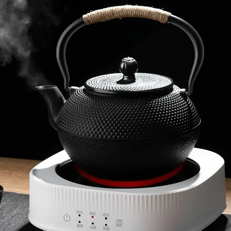 Cast Iron Teapot Thickening Manual Tea Kettle With Tea-Strainer Teapots Decorated With Traditional Patterns Water Pot Tea Set