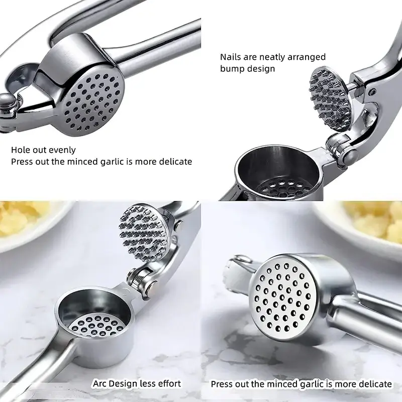 Handheld Garlic Press Ginger Crusher Zinc Alloy Garlic Mincer Garlic Crusher Easy to Squeeze and Clean Premium Kitchen Tools