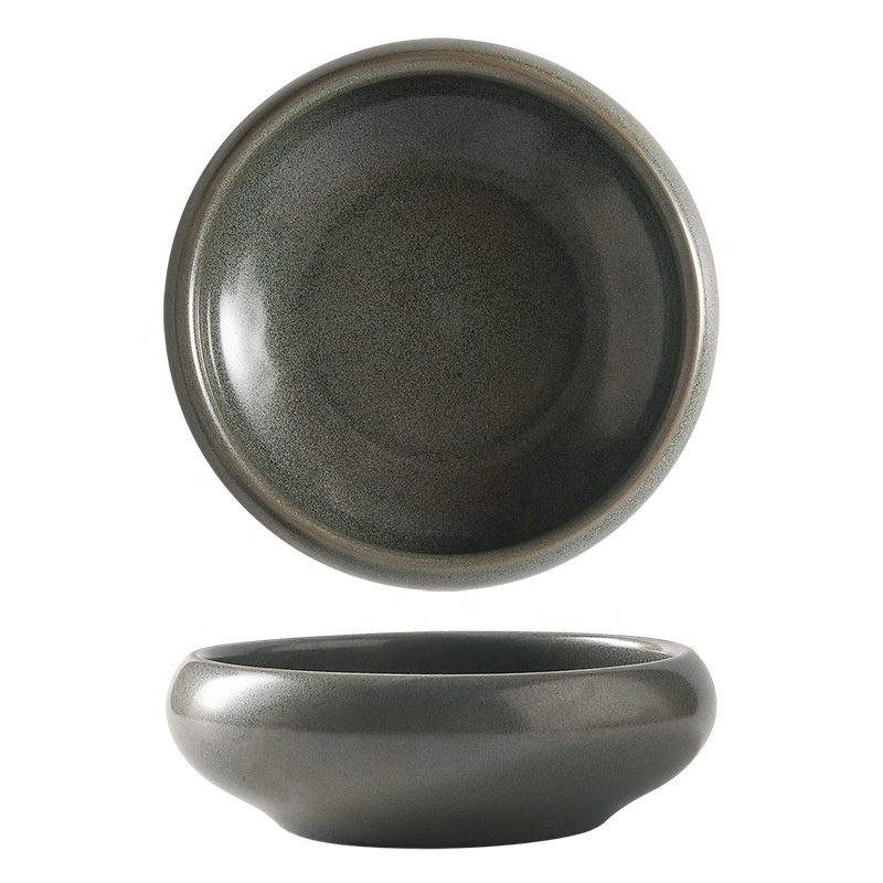 Wholesale grey black marble large round soup noodle cereal salad fruit pasta ceramic bowl custom logo porcelain rice bowl