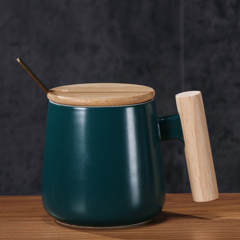 Creative Nordic Minimalist Ceramic Large Capacity Coffee Mug with Wooden Handle Office Water Tea Cup Milk Mug Gift Drinkware