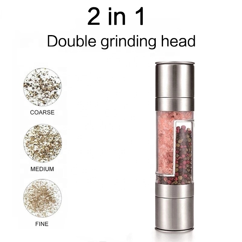 Pepper Mill Grinder 2 In 1 Stainless Steel Manual Salt Pepper Grinder Seasoning Kitchen Tools Grinding for Cooking