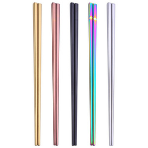 SUS 304 customized colored rainbow silver Rose gold wedding chopsticks Stainless Steel Plated Chopsticks Custom Printed