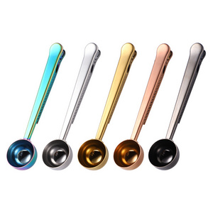 Food Grade Stainless Steel  Coffee Measuring Spoon With Bag Clip Customized Metal Coffee Scoop