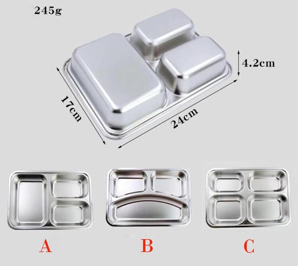 Wholesale 2/3/4 compartments  stainless steel dinner mess tray/canteen food plate won't rust