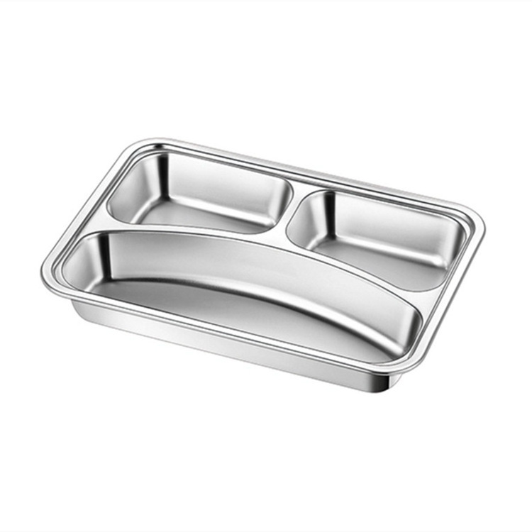 Wholesale 2/3/4 compartments  stainless steel dinner mess tray/canteen food plate won't rust