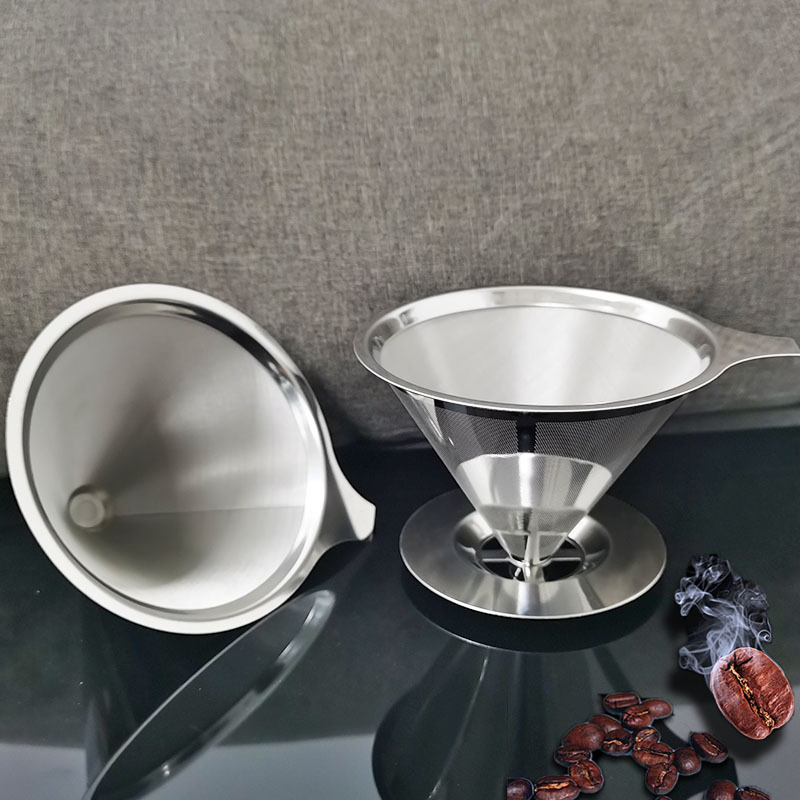 Paperless Coffee Filter Fine Mesh Reusable Stainless Steel Pour Over Coffee Dripper Cone Filter Camping Coffee Maker