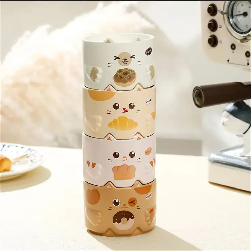 Cute cat ceramic water cup Creative home office drink coffee Stack cup gift mug for girl