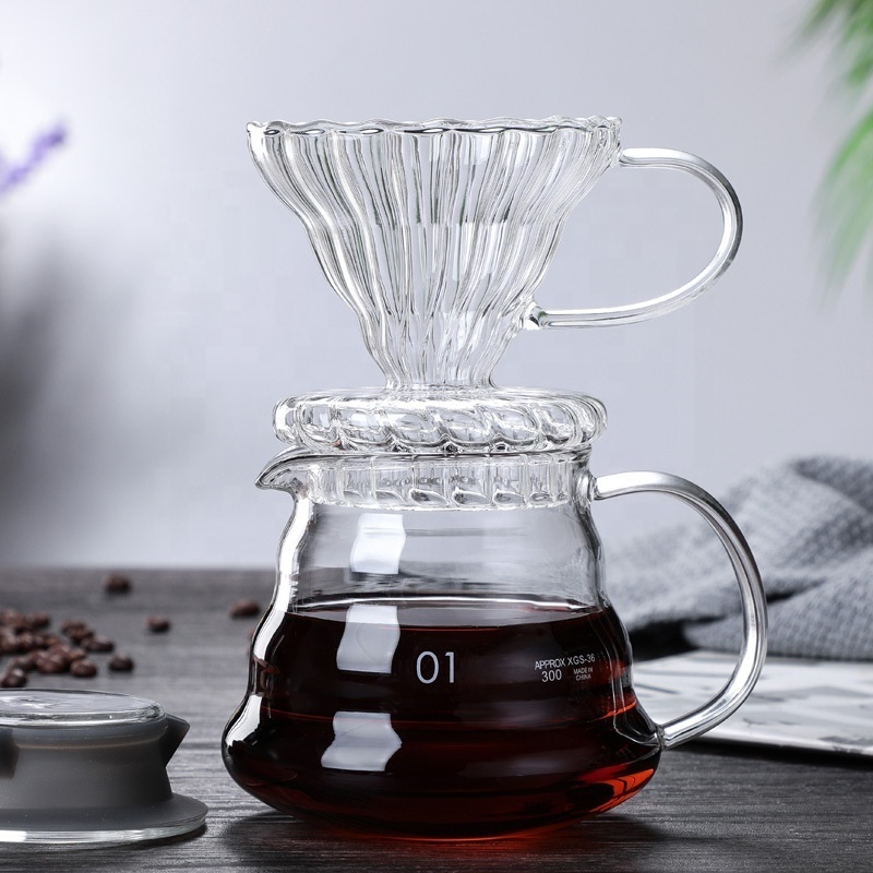 Glass Coffee Pot Cloud Shaped Coffee Server V60 Pour Over Set Coffee Filter Kettle Reusable Heat Resistant Teapot