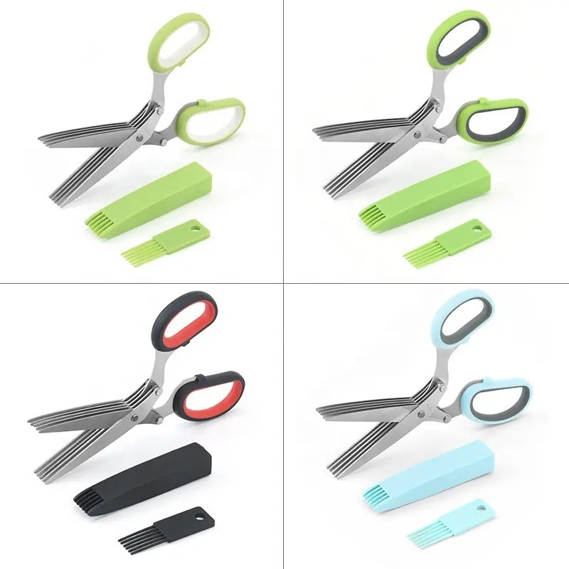 Spot stainless steel multilayer scissors five-layer vanilla auxiliary food scissors office shredding scissors