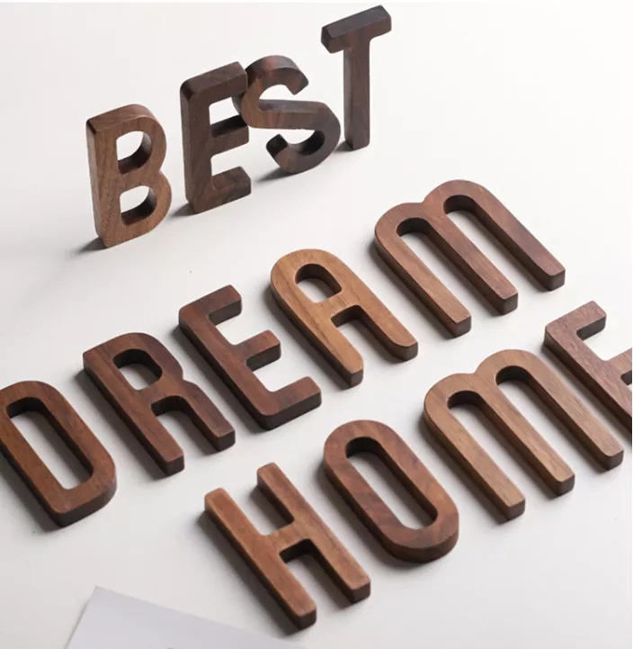 Walnut Wood Home Hanging Letters Decorative Wall Art Wooden Signs Decor for Living Room Kitchen Entryway Housewarming Gift Brown