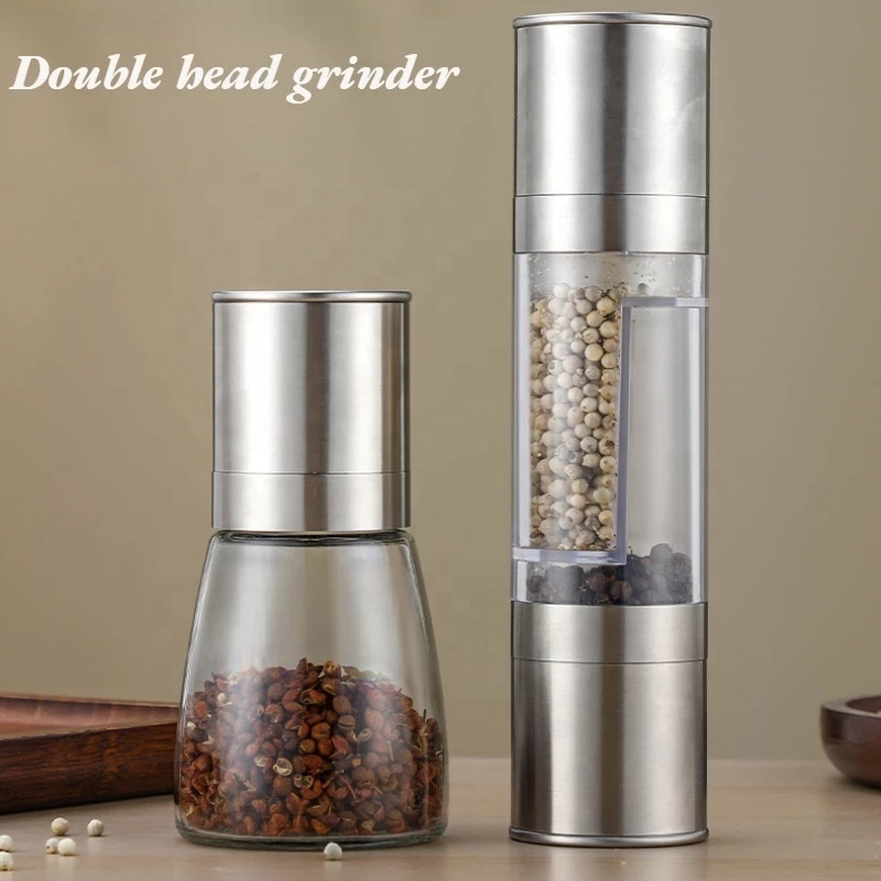 Pepper Mill Grinder 2 In 1 Stainless Steel Manual Salt Pepper Grinder Seasoning Kitchen Tools Grinding for Cooking