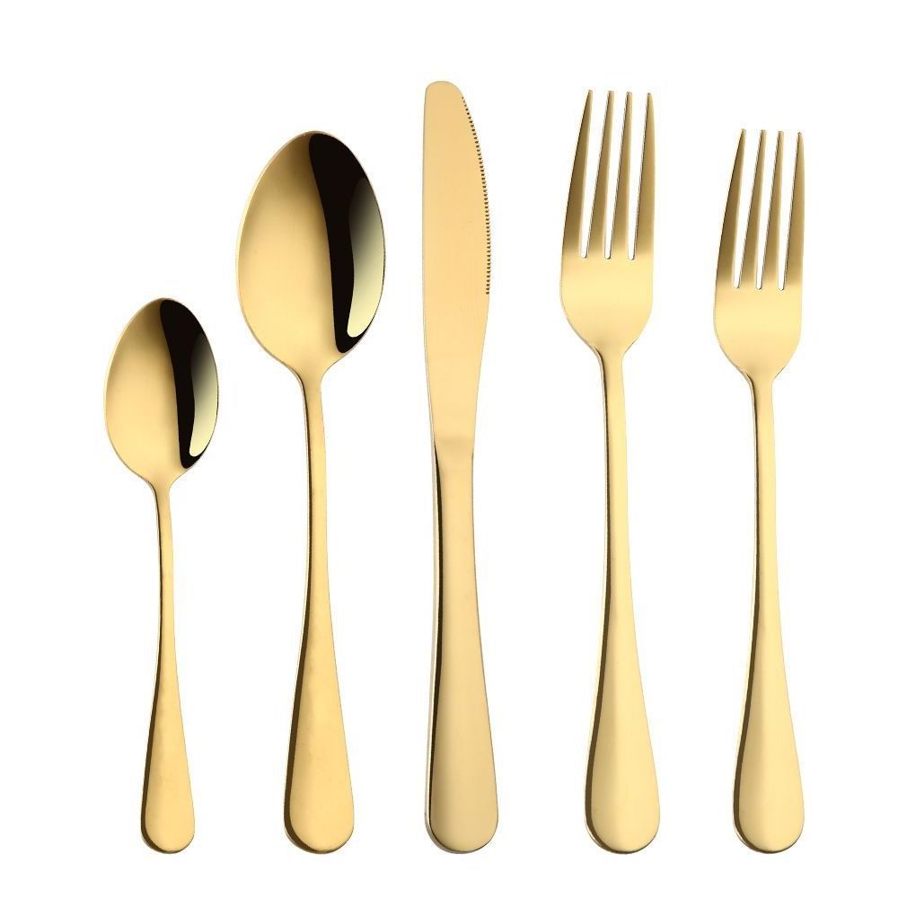 Wholesale Stainless Steel Luxury 24Pcs Knife Spoon And Fork Flatware Sets Bulk Silverware Gold Cutlery Set For Wedding