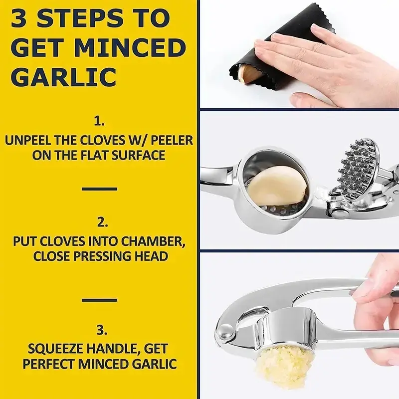 Handheld Garlic Press Ginger Crusher Zinc Alloy Garlic Mincer Garlic Crusher Easy to Squeeze and Clean Premium Kitchen Tools