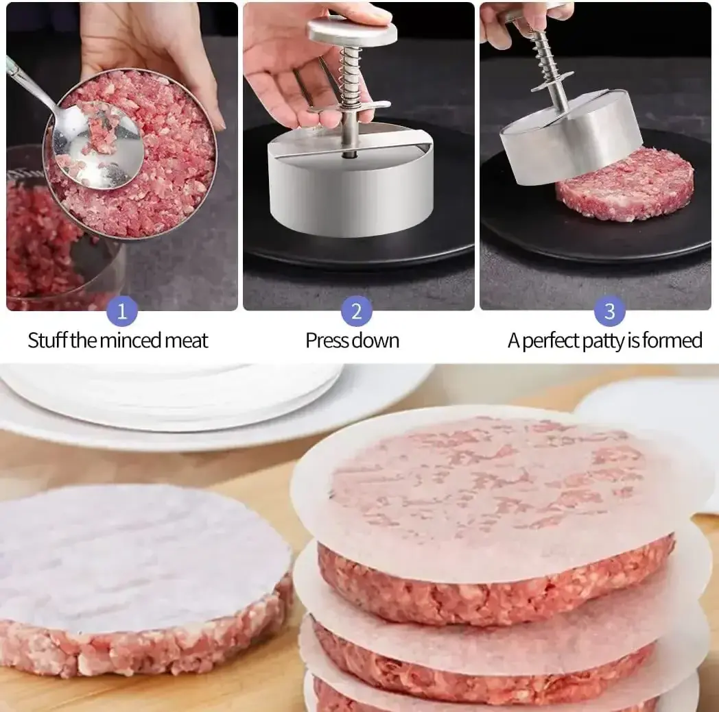 304 Stainless Steel Hamburger Meat Press Burger Patty Maker Mold Manual Cake Beef Pork Rice Press Making Molds Grill Meat Tool