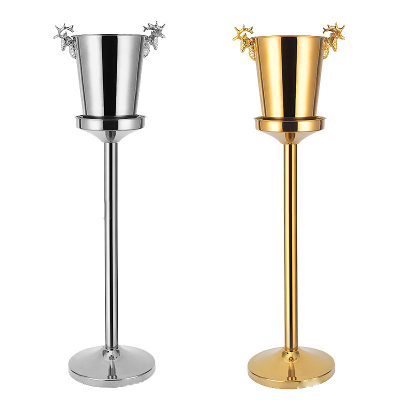 Customized ice bucket Bulk gold Rull champagne Beer stainless steel Metal Tin Ice Bucket with stand for htel bars restaurant