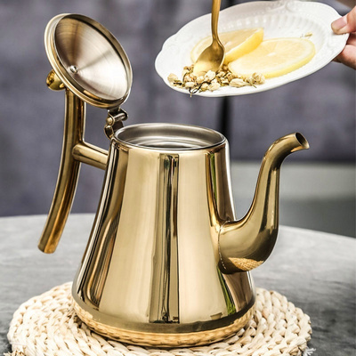 Kitchen Thick Stainless Steel Teapot Golden Silver Tea Pot With Infuser Coffee Pot Induction Cooker Tea Kettle Water Kettle