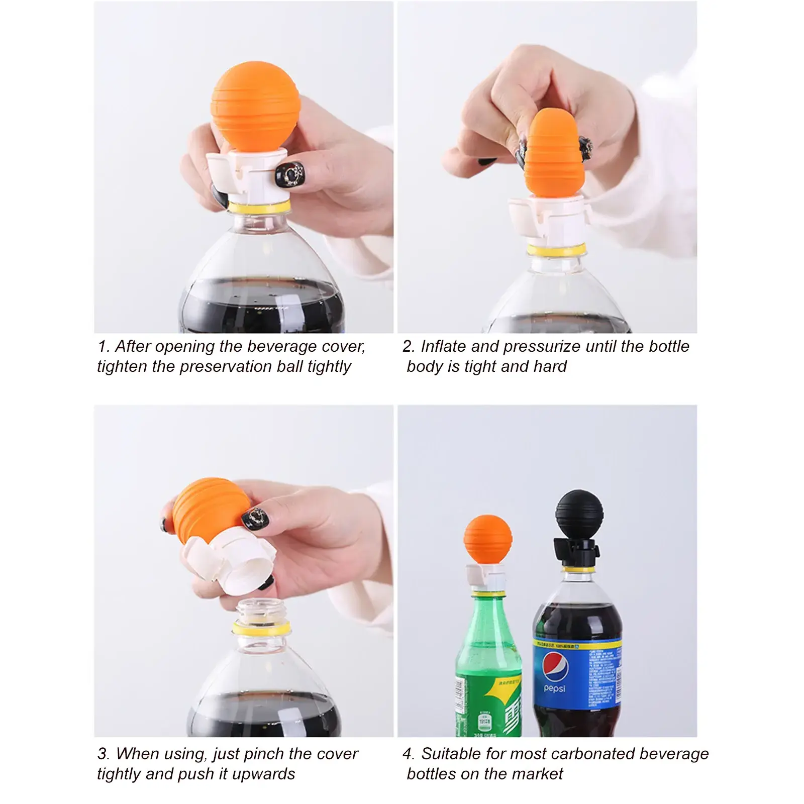 Coke fresh-keeping ball Sprite bottle inflatable cap Drink bottle inflatable cap Silicone ball carbonated beverage fresh-keeping