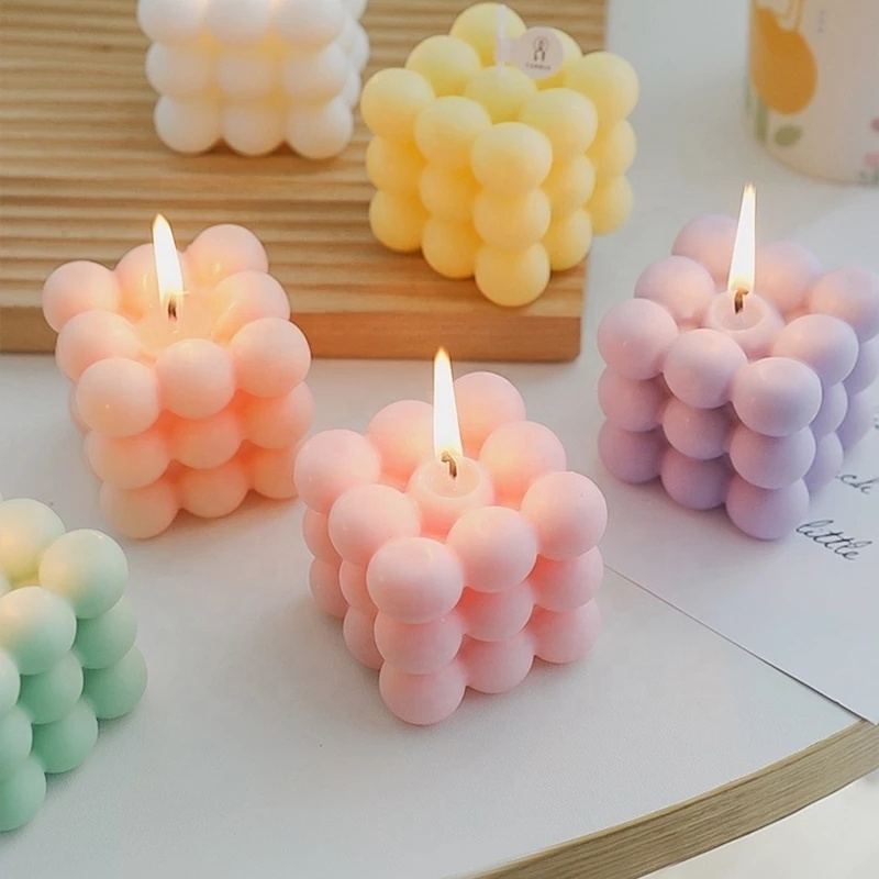 Wholesale Handmade Bubble Candle Rubik's Cube Aromatherapy Natural Soy Wax Candles Aesthetic Shaped Home Decor Scented Candle