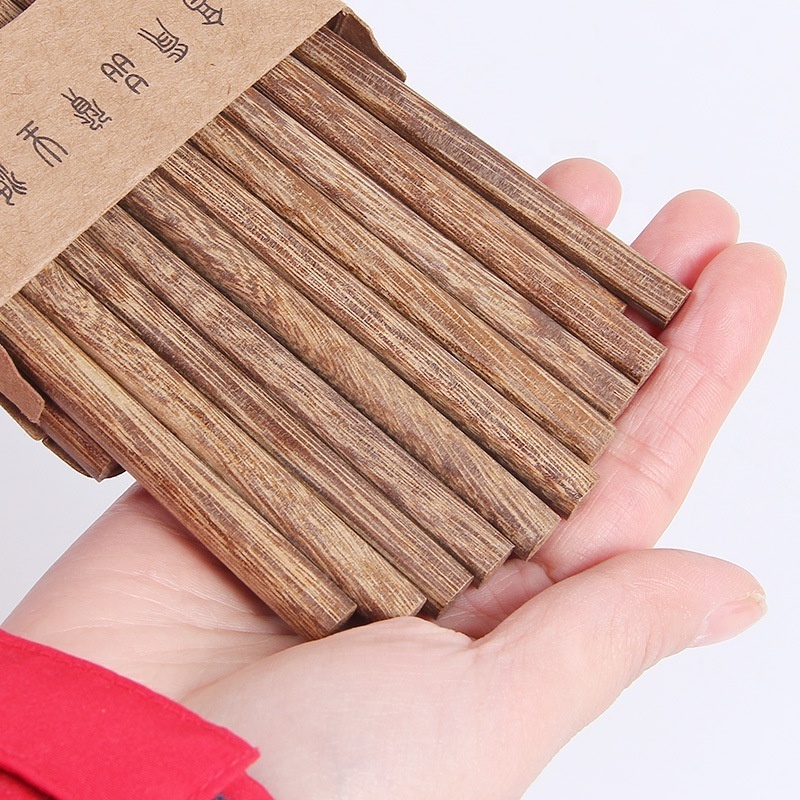 Customized Logo Natural Wood Chinese Chopsticks Gift Set Japanese Style 10 Pairs Wooden Chopsticks with Paper Box Package