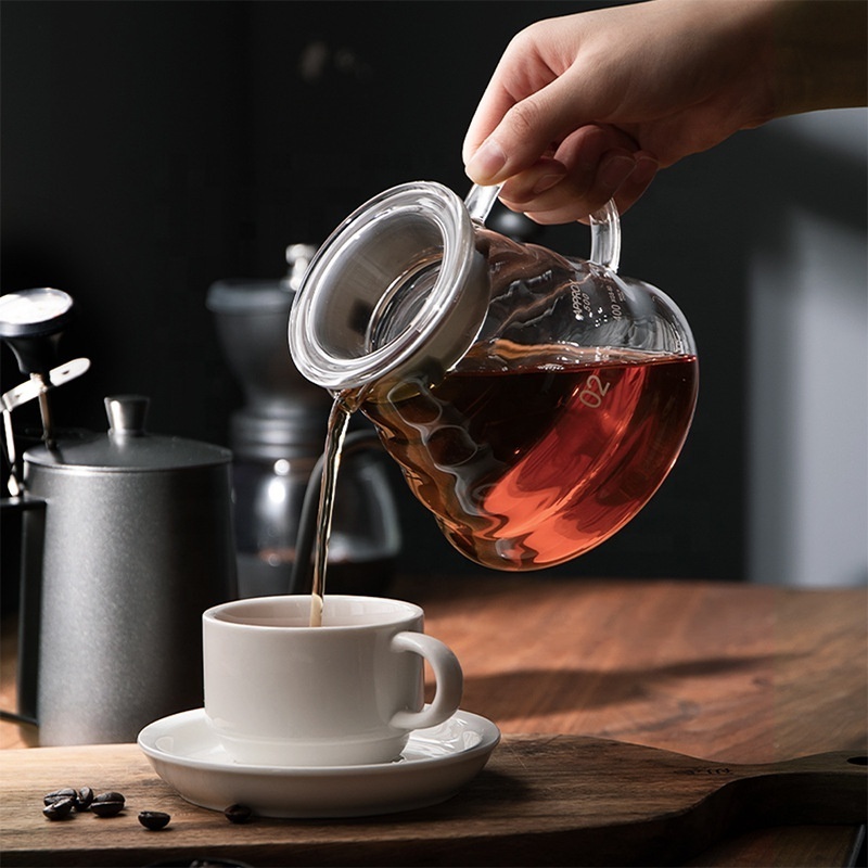 Glass Coffee Pot Cloud Shaped Coffee Server V60 Pour Over Set Coffee Filter Kettle Reusable Heat Resistant Teapot