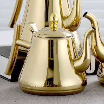 Kitchen Thick Stainless Steel Teapot Golden Silver Tea Pot With Infuser Coffee Pot Induction Cooker Tea Kettle Water Kettle