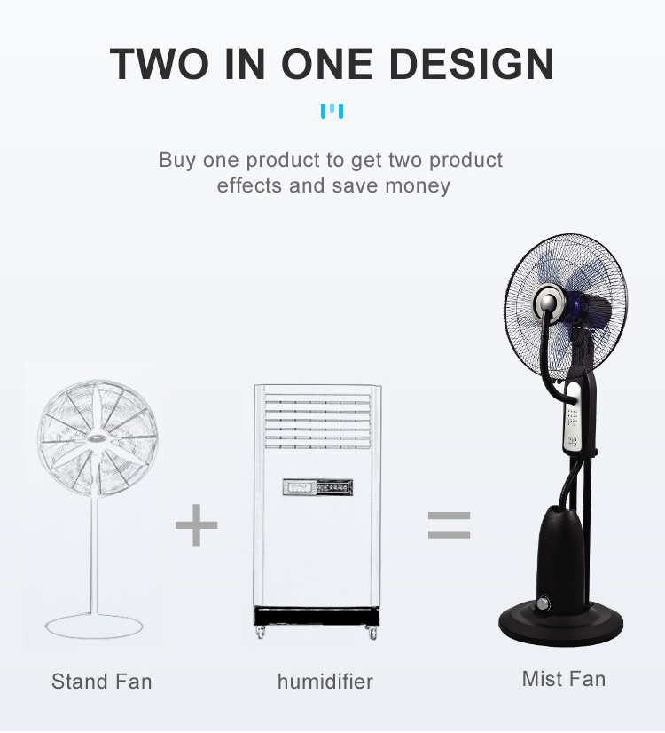 black outdoor fan remote Standing Air Conditioner Water Bottle Spray Mist Fan