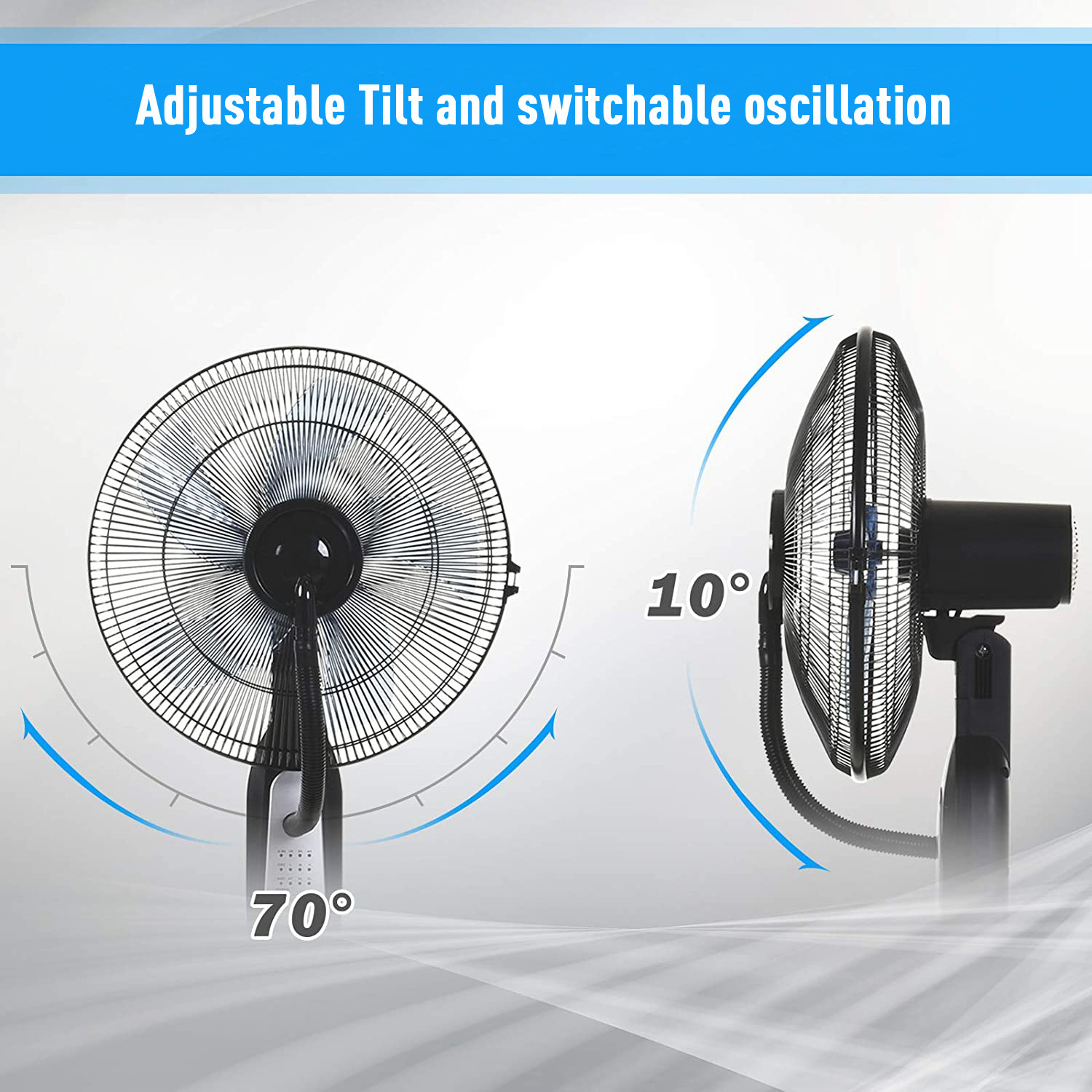 black outdoor fan remote Standing Air Conditioner Water Bottle Spray Mist Fan