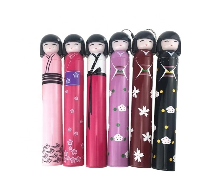 Wholesale new type advertising 3 folding japanese doll bottle umbrella