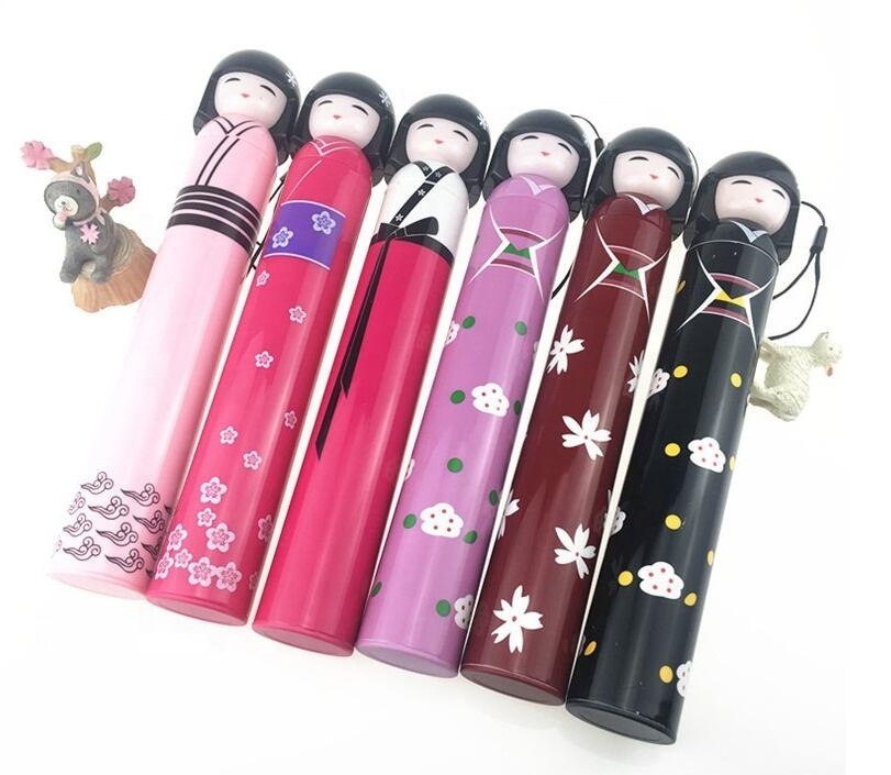 Wholesale new type advertising 3 folding japanese doll bottle umbrella