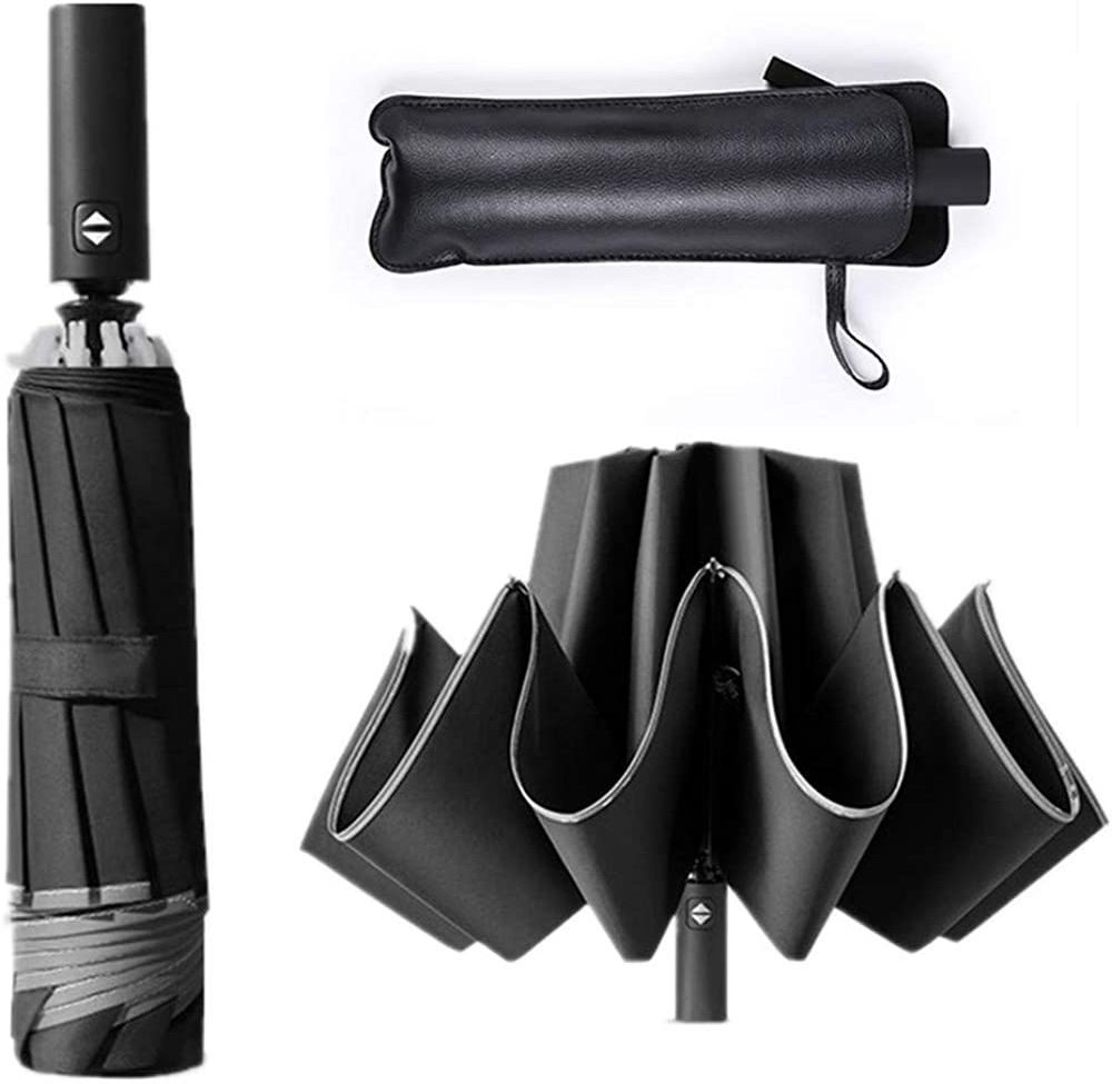 High quality wind resistant  reflective edge auto open and close inverted 3 folding umbrella