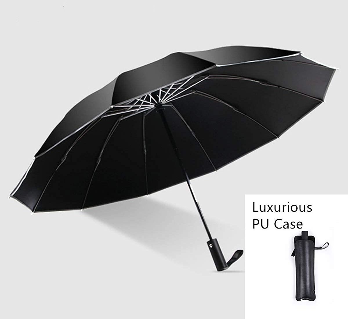 High quality wind resistant  reflective edge auto open and close inverted 3 folding umbrella