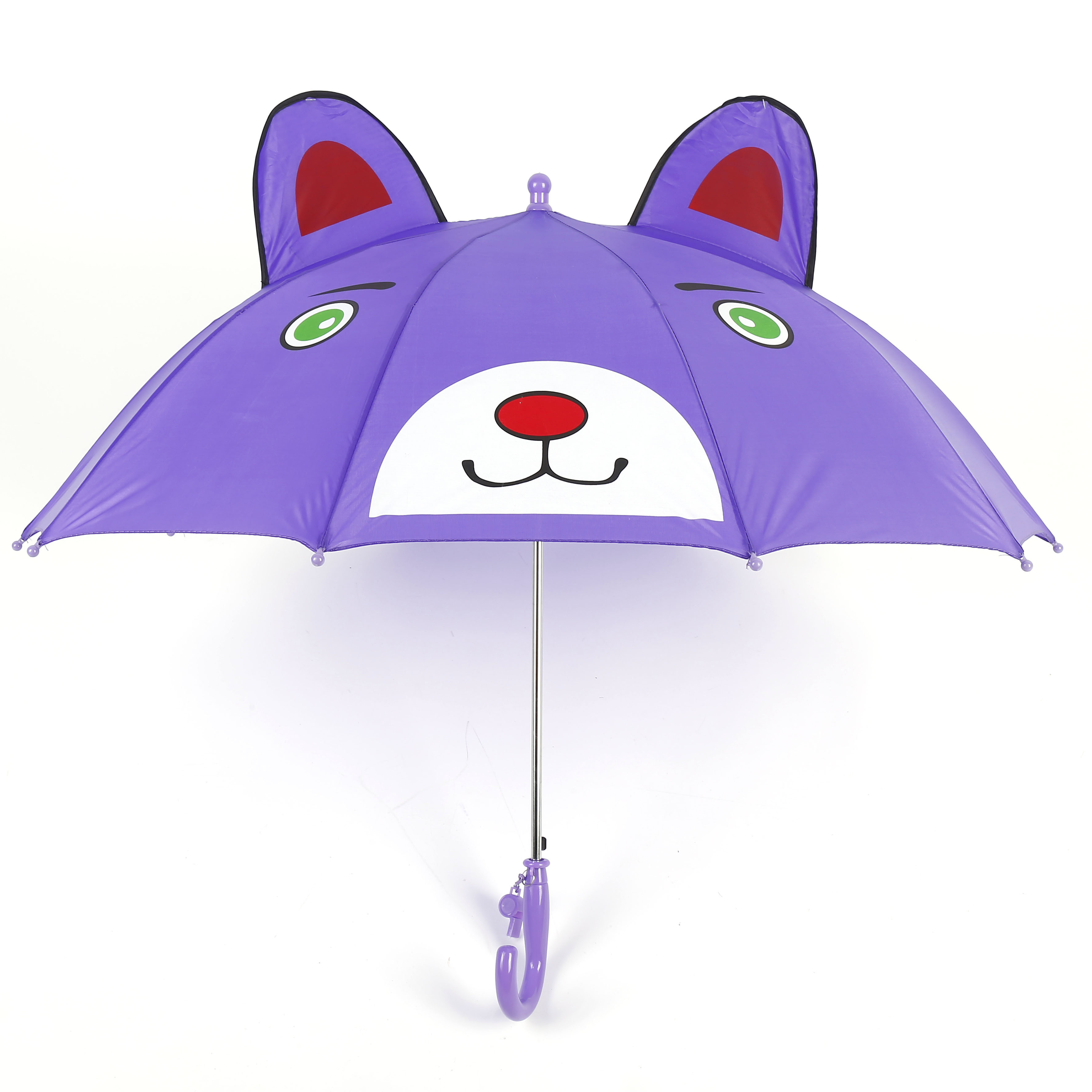 wholesale custom pattern auto open straight rain child umbrella cute purple cartoon ear kids umbrella