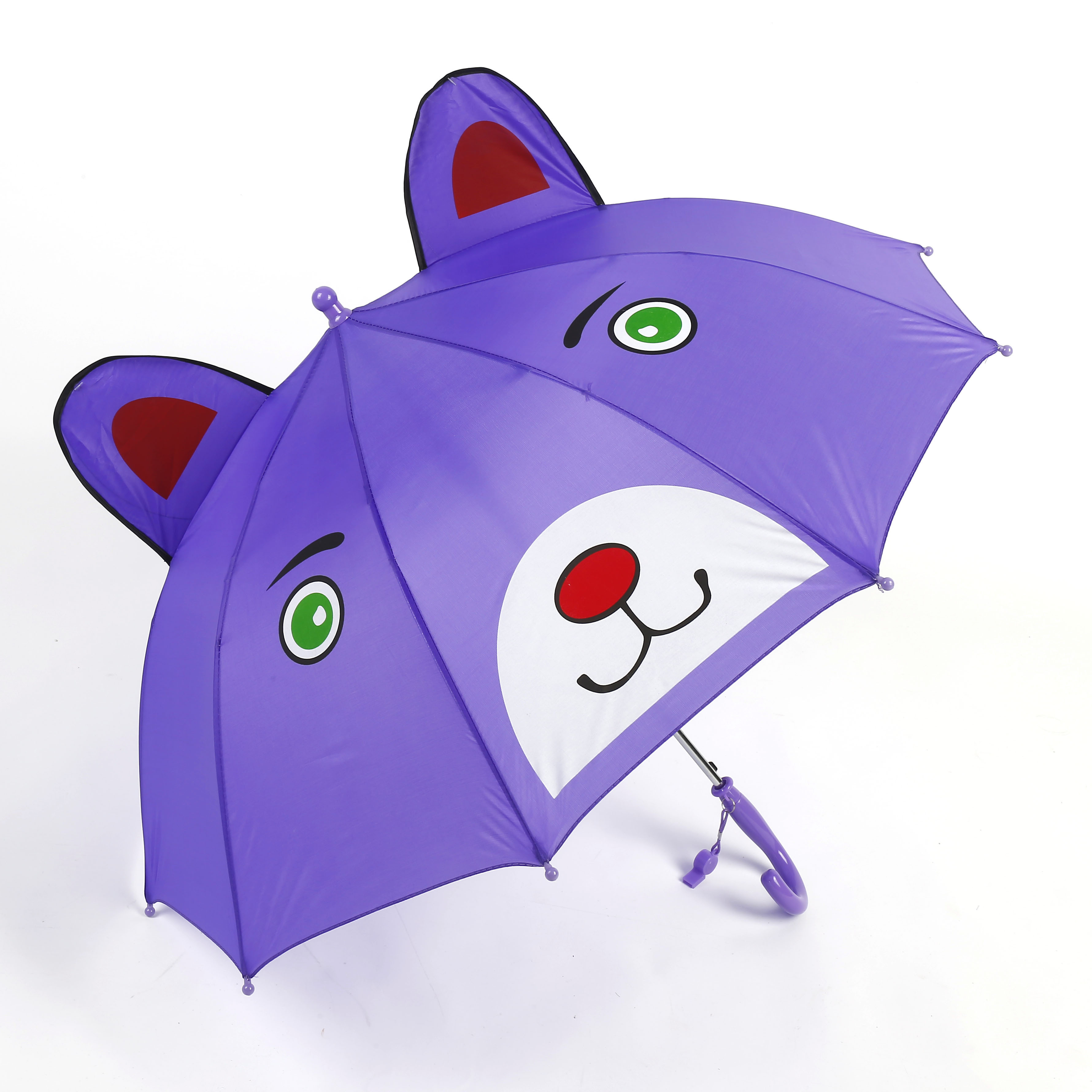 wholesale custom pattern auto open straight rain child umbrella cute purple cartoon ear kids umbrella