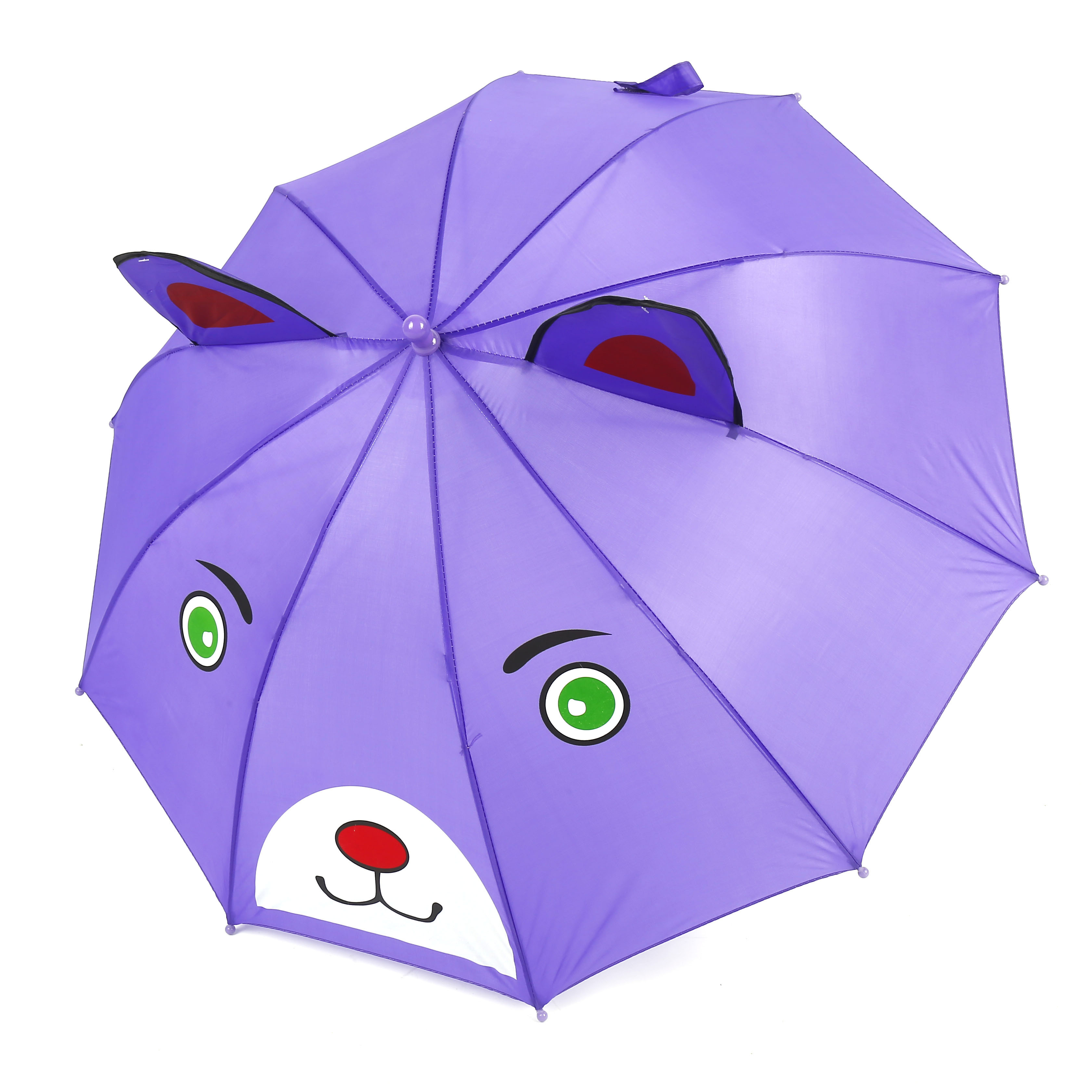 wholesale custom pattern auto open straight rain child umbrella cute purple cartoon ear kids umbrella