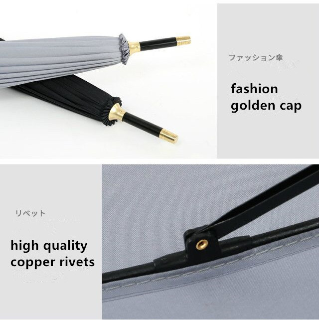 16k Straight Umbrella Bamboo Handle Strong Long Rain Straight Umbrella