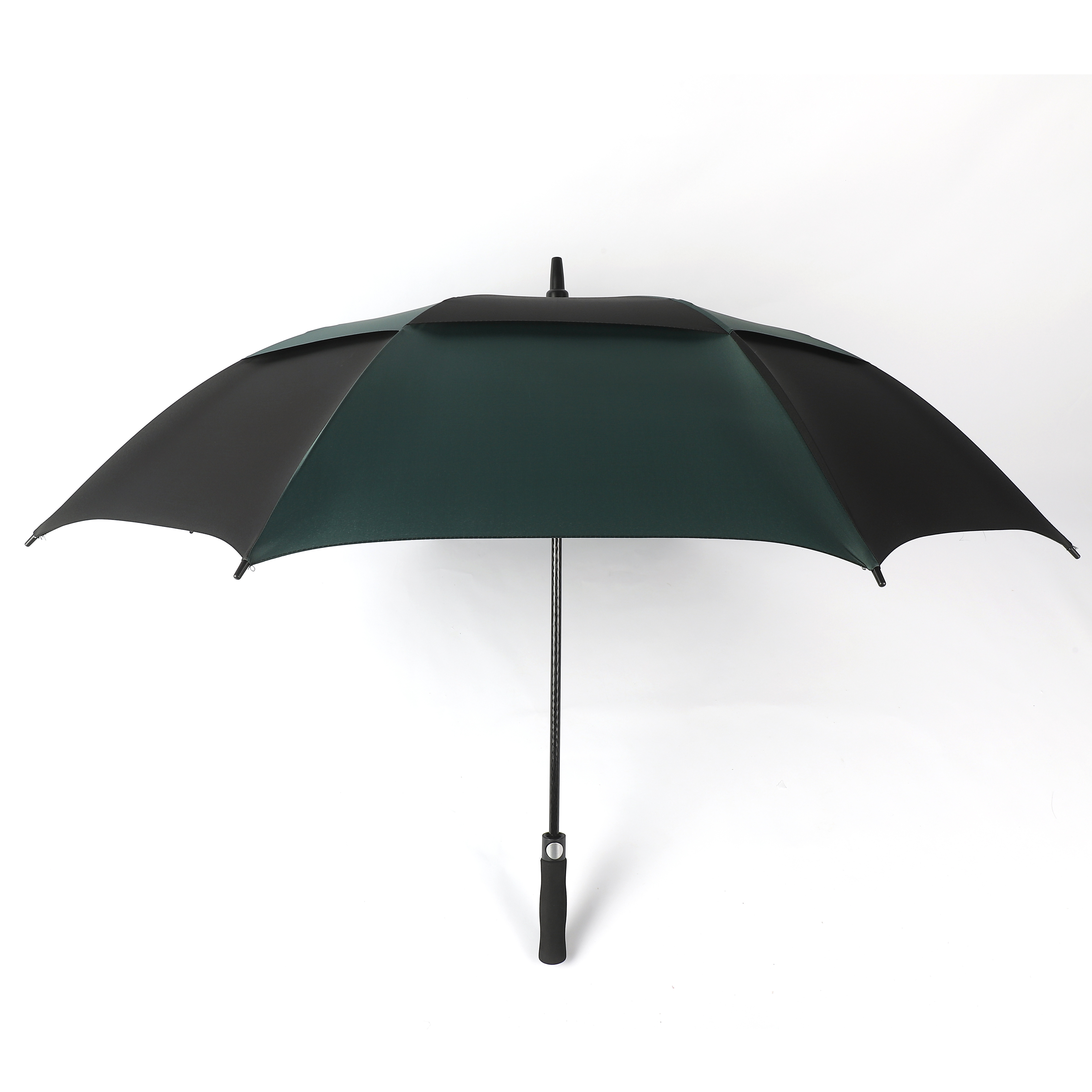 Wholesale Custom Double Layer Green Black Straight Umbrella  With Logo Printing Windproof Promotional Golf Umbrella