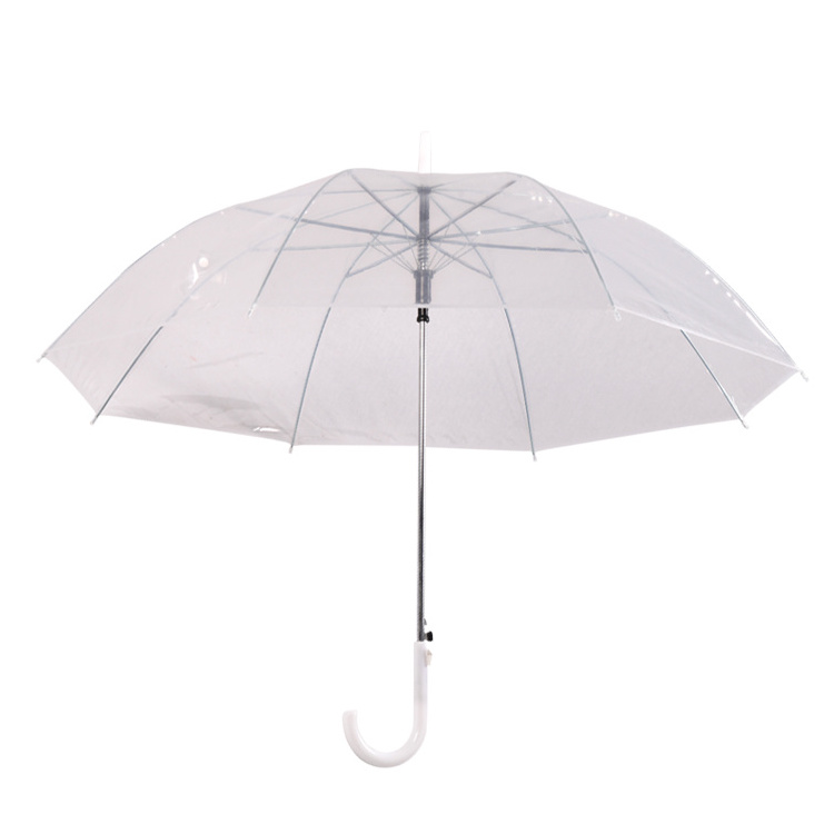 Clear Transparent Umbrella Straight White Stick J Curved Handle Poe Bubble Umbrella