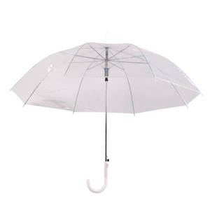 Clear Transparent Umbrella Straight White Stick J Curved Handle Poe Bubble Umbrella