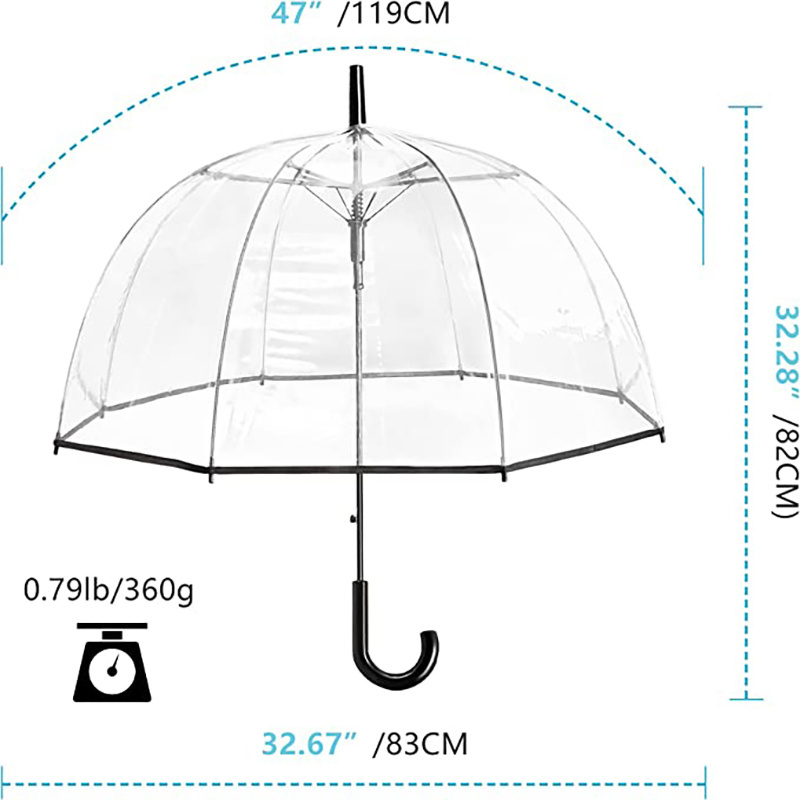 Promotional High Quality Custom Logo,  Windproof Golf poe Full Print Dome Rain Clear Transparent Umbrella