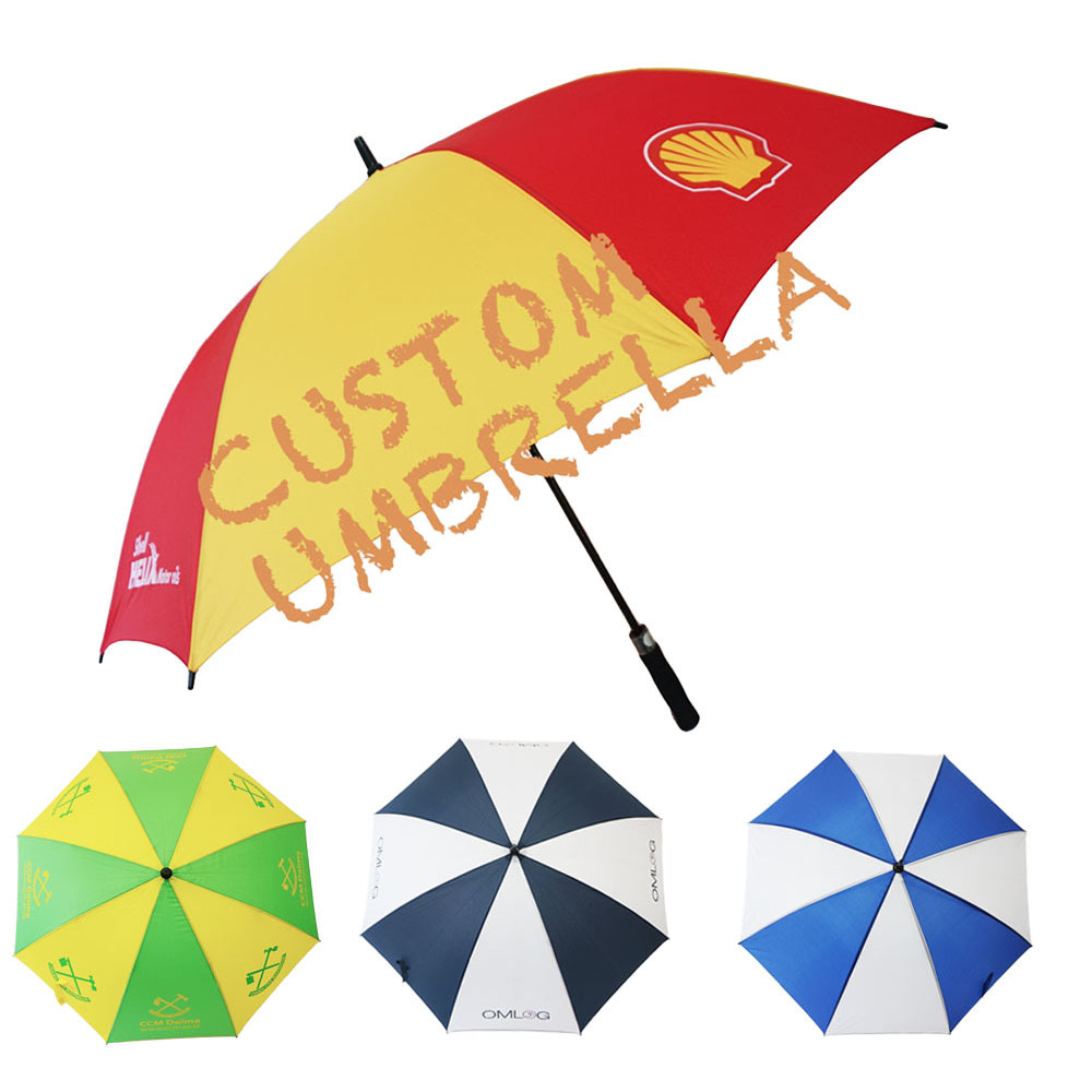 Wholesale 30 Inch Fashion Double Color Advertise Straight Umbrella 8K Windproof Custom Logo Golf Umbrella