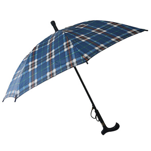 Crutch Cane Walking Stick Old Man Lattice Straight Umbrella Waterproof Fabric Sunshade Silver Coating Cane Umbrella