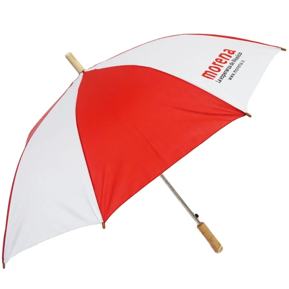 8K Wood Handle Straight Umbrella Small Fresh Long Handle Umbrella Business Gift Write Red Advertising Umbrella