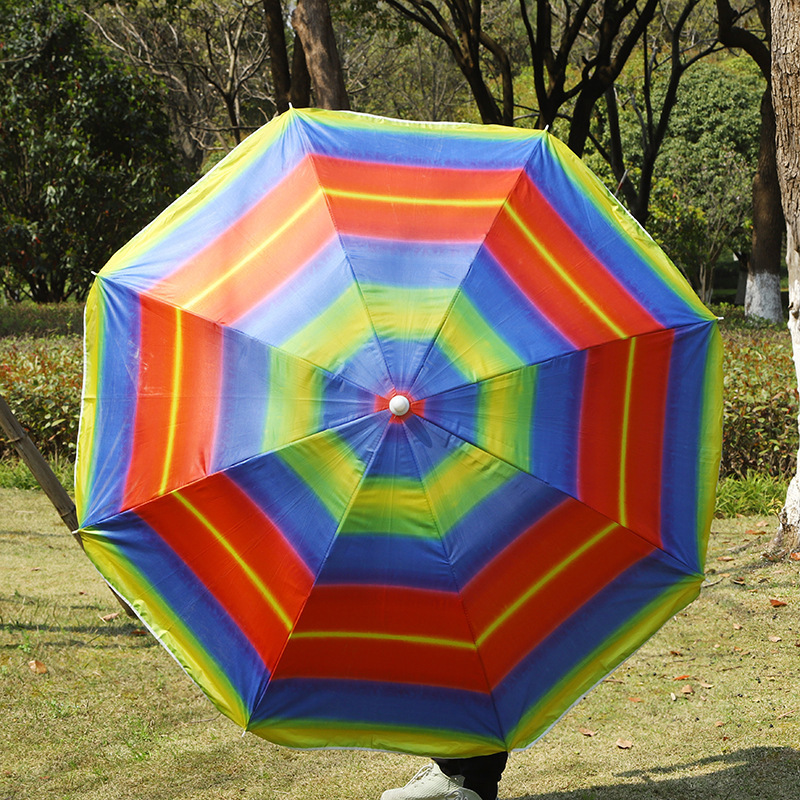 White-Yellow stripes Anti UV Round Sun Shade Canopy Diameter 160 cm Polyester Fabric Portable Folding Tilt Garden Beach umbrella