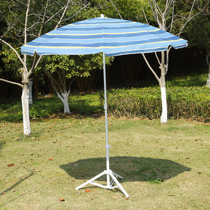 White-Yellow stripes Anti UV Round Sun Shade Canopy Diameter 160 cm Polyester Fabric Portable Folding Tilt Garden Beach umbrella