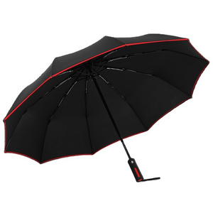 10K Black Fully Automatic Edging 3 Fold Clear Umbrella Solid Color Car Logo gift Advertising Umbrella