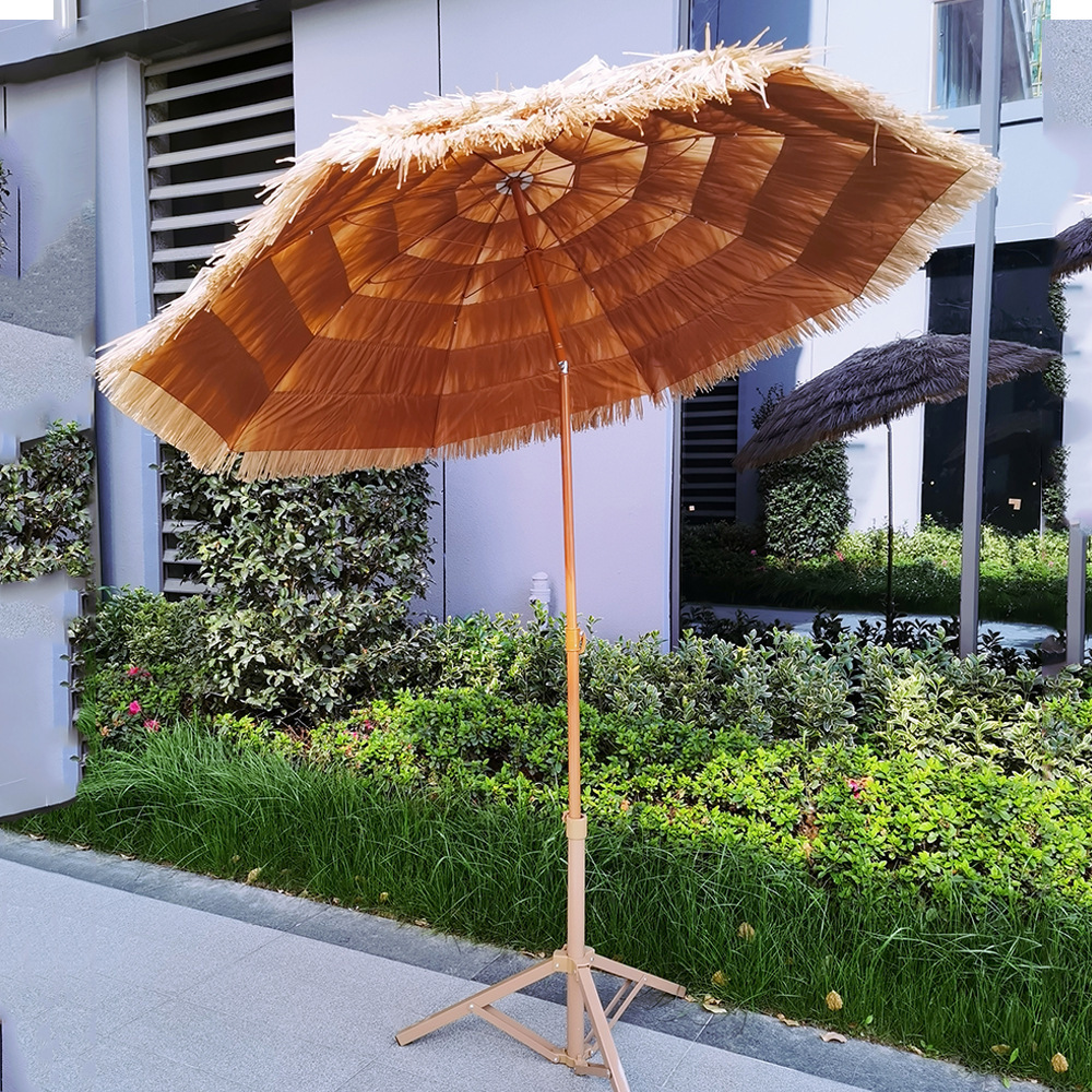 7Ft Thatch Patio Creative Customized Straw Grass Beach Umbrella Portable, Hula Cheap Hawaii Parasols Beach Umbrella Outdoor