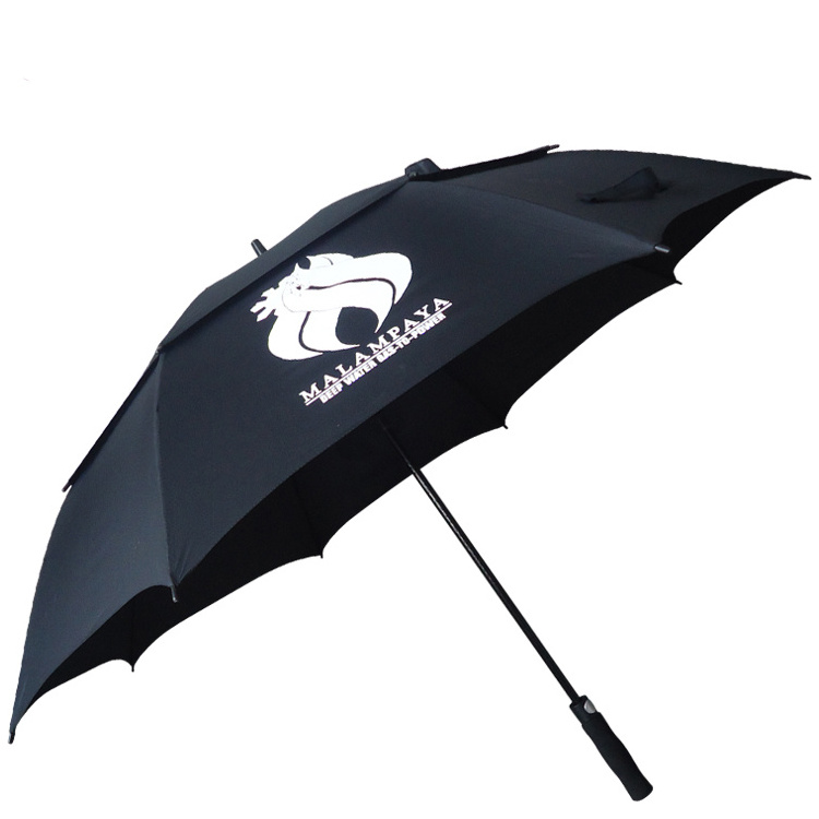 30 Inch Windproof Fiberglass Black Business Paragua Advertising Factory Logo Custom Golf Umbrella