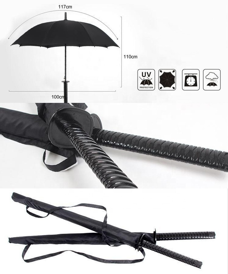 New design 8ribs  auto open real katana sword umbrella