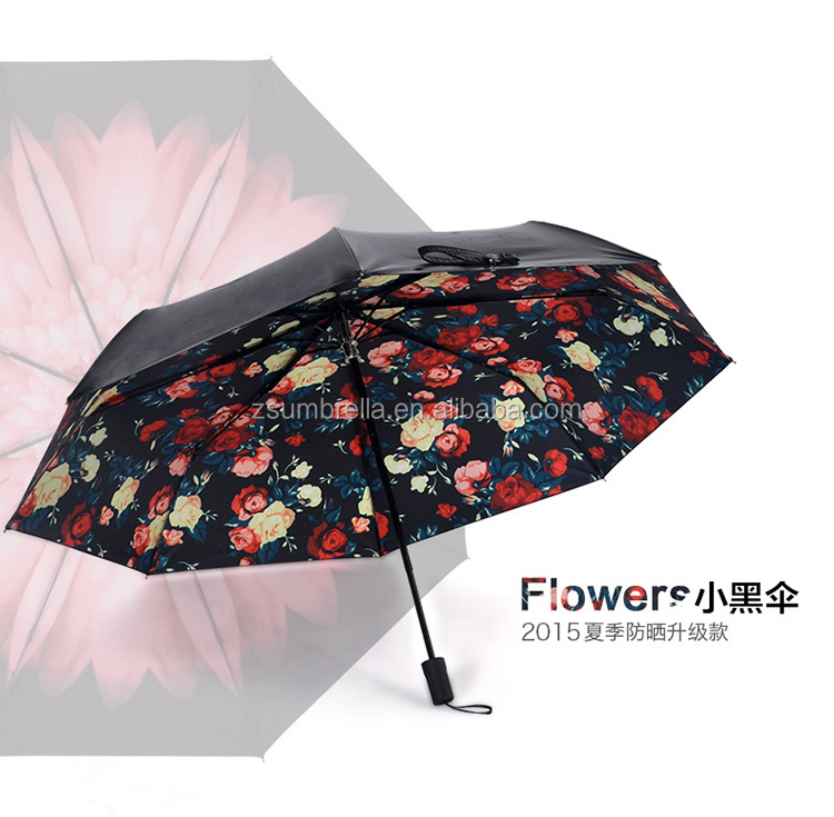 Hot Sale umbrella manual open sun protection umbrella 3 folding luxury fashion ladies umbrella