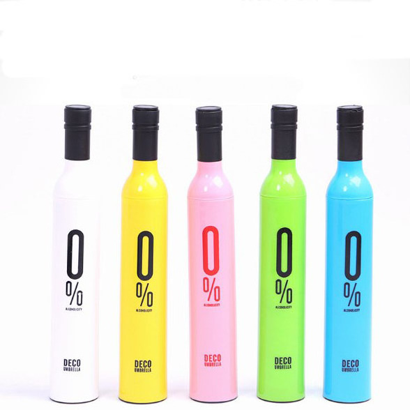 wedding waterbottle shape colorful wine bottle UV coated cute rain umbrella